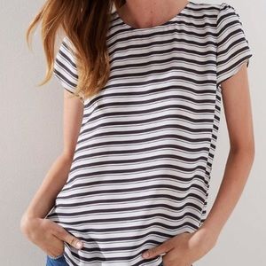 Loft Striped Button Back Blouse